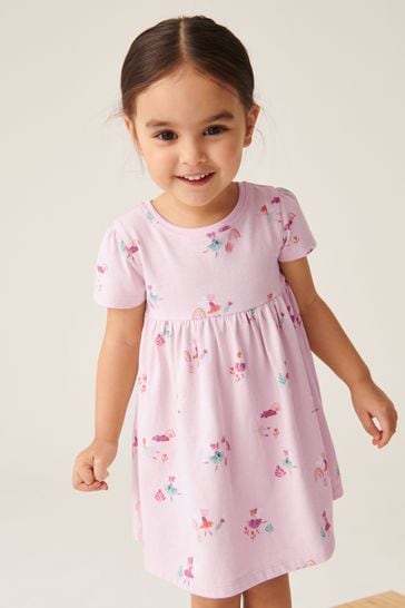 Pink Fairy Short Sleeve Cotton Jersey Dress (3mths-7yrs)