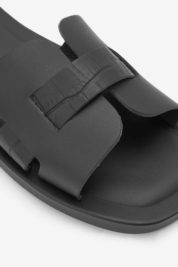 Buy Black Croc Effect Extra Wide Fit Forever Comfort Leather Mule