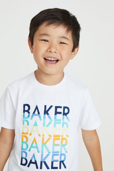 Baker by Ted Baker White Graphic Short Sleeve T-Shirt