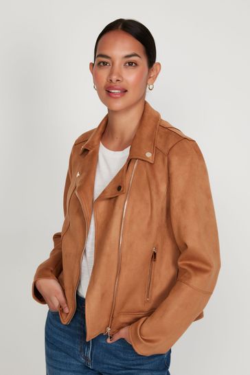 Buy M\u0026Co Brown Suedette Biker Jacket 