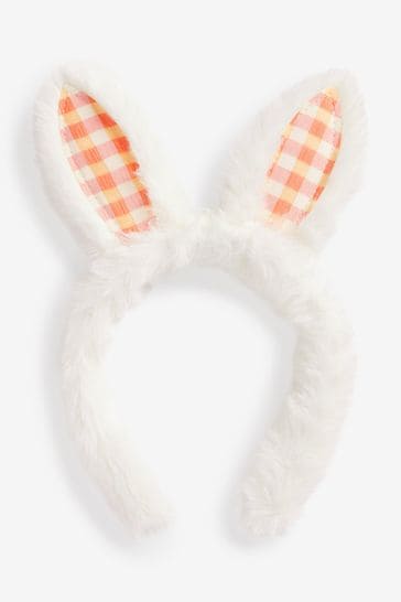 Ecru White Faux Fur Bunny Ears Headband