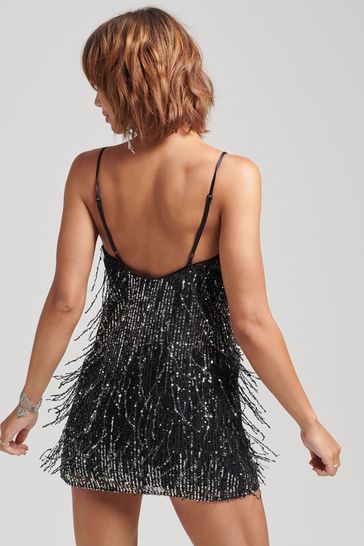 Metallic fringe hotsell mini dress