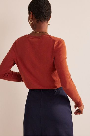 Buy Boden Tan Brown Catriona Cotton V Neck Jumper from Next Hungary