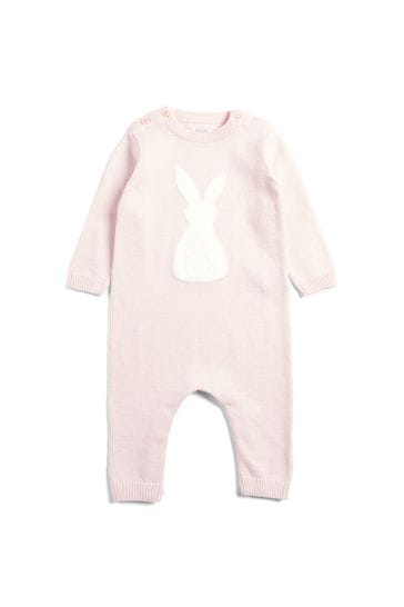 Pink Mamas & Papas Pink Knitted Bunny Romper