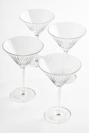 Jasper Conran London Set of 4 Clear Fluted Martini Glasses