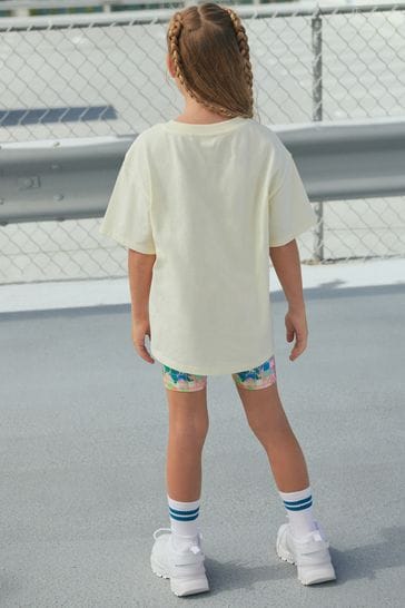 Buy Ecru Cream Pink Floral Print T Shirt And Cycling Shorts Set 3 16yrs from Next Luxembourg