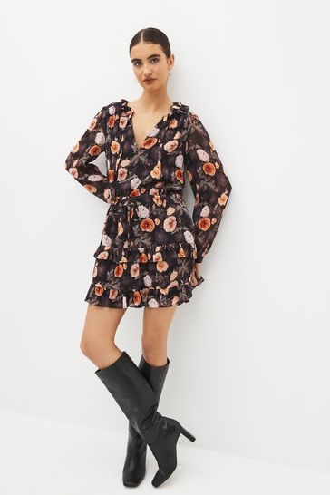 Floral silk mini dress top