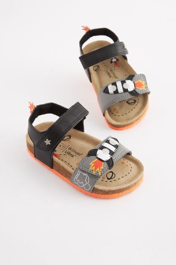 Black/Grey Rocket Standard Fit (F) Corkbed Comfort Sandals