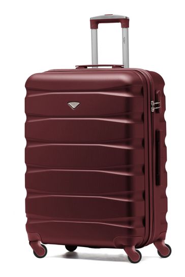 Flight Knight Burgundy Medium Hardcase Lightweight Check In Suitcase With 4 Wheels