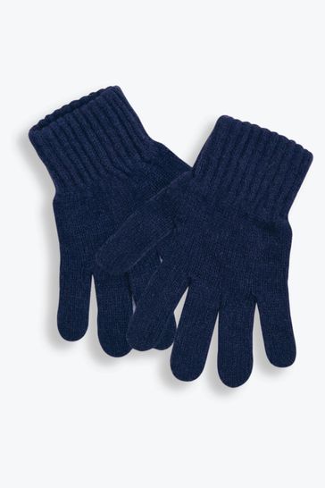 JoJo Maman Bébé Navy Plain Knitted Gloves