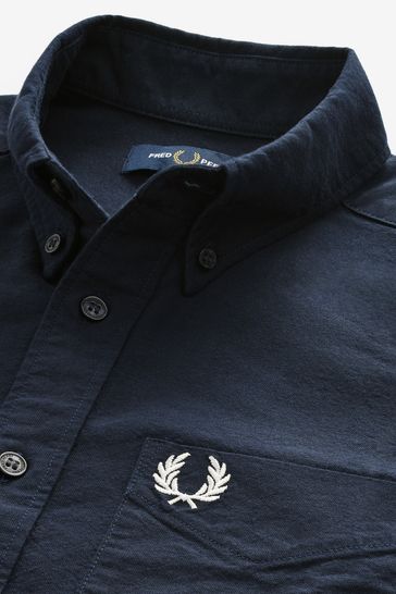 Fred perry short sleeve oxford shirt navy sale