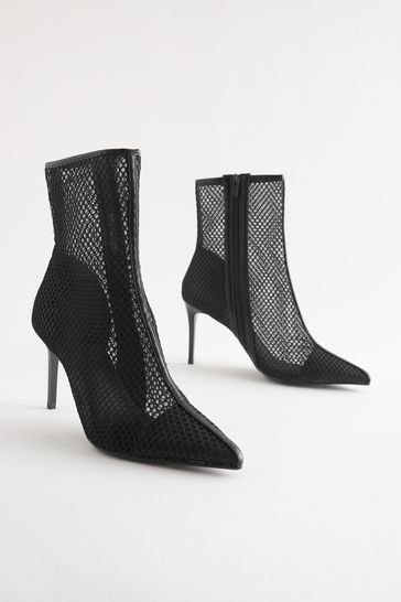 Buy Black Mesh Pointed Ankle Boots from Next Luxembourg