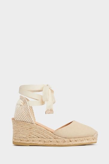 LK Bennett Maureene Sand Canvas Espadrille Wedges