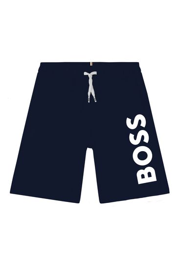 BOSS Navy Logo Swim Shorts
