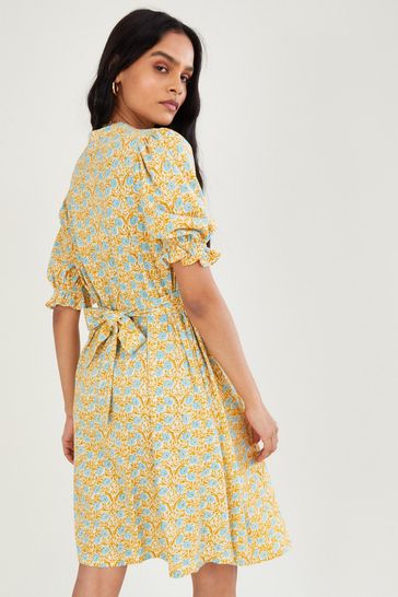 Mustard floral tea top dress