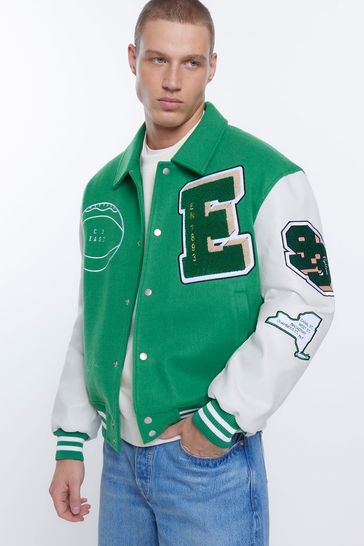 River island green leather jacket top