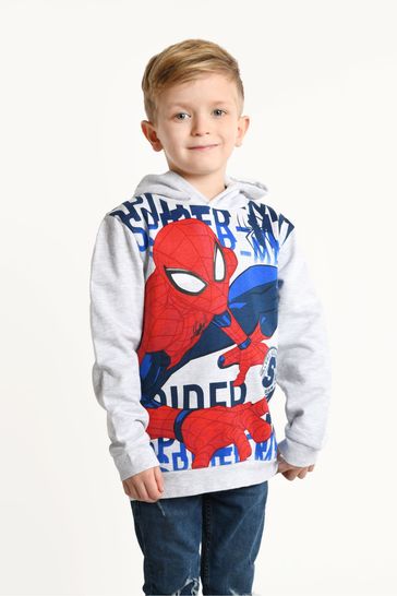 Brand Threads Grey Marvels Spiderman Boys Hoodie