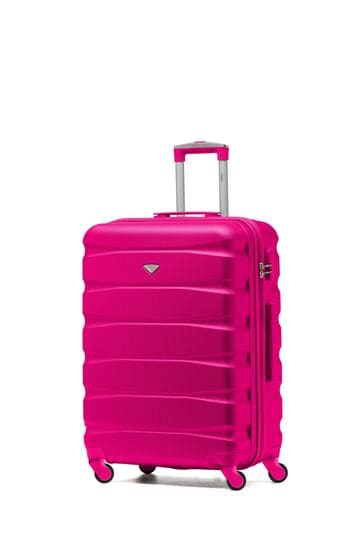 Flight Knight Pink Medium Hardcase Lightweight Check In Suitcase With 4 Wheels