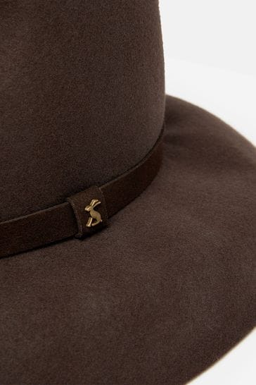 Buy Joules Hazleton Brown Wide Brim Wool Fedora from Next Denmark