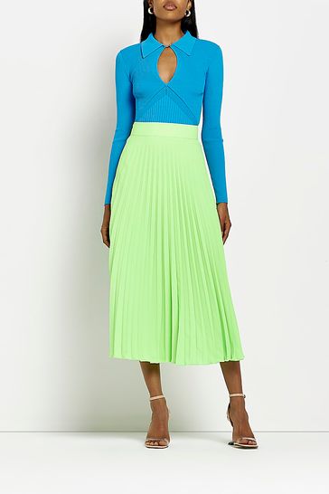 Buy River Island Green Pleated Midi Skirt from Next Austria