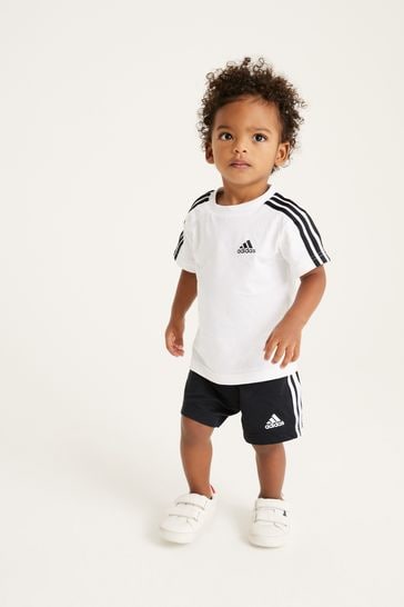 adidas White Sportswear Essentials T-Shirt and Shorts Set