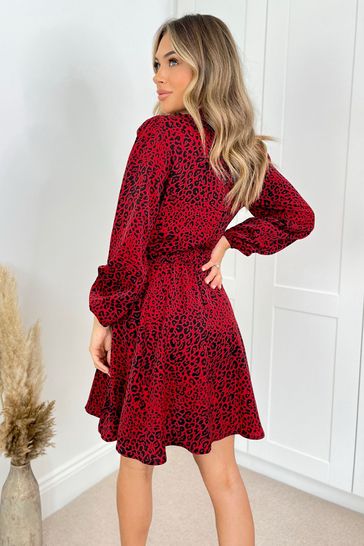 Ax paris red leopard print dress 2025