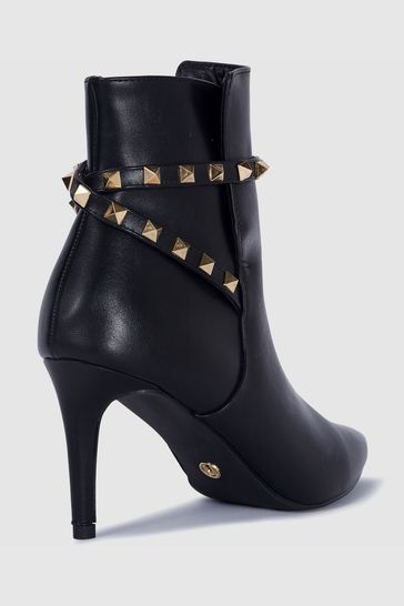 Buy Novo Black Diego Stud Detail Point Mid Stiletto Heel Ankle