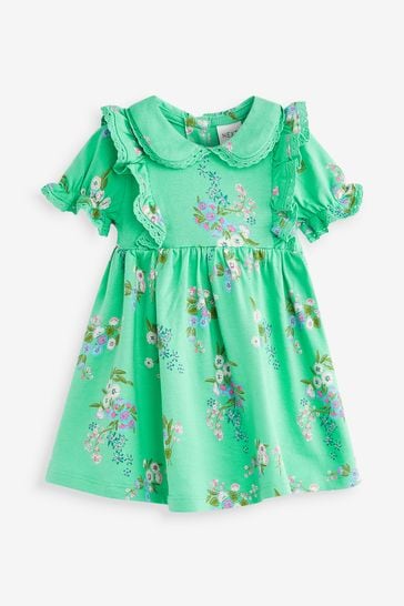 Kaufen Sie Grünes Blumenmuster - Baumwoll-Jerseykleid mit Puffärmeln und  Bubikragen (3 Monate bis 7 Jahre) from Next Austria