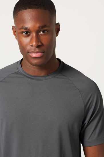 Dark Grey Active Gym and Training Textured T Shirt