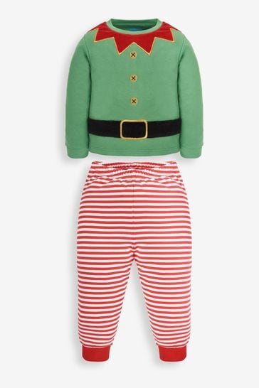 JoJo Maman Bébé Red Christmas Elf Jersey Pyjamas