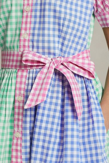 Ladies blue new arrivals gingham dress
