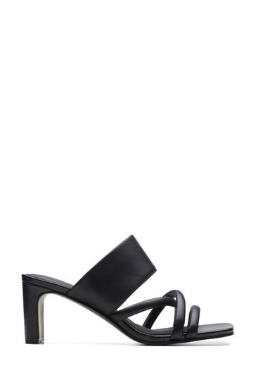 Clarks Black Leather Seren 65 Mule Sandals