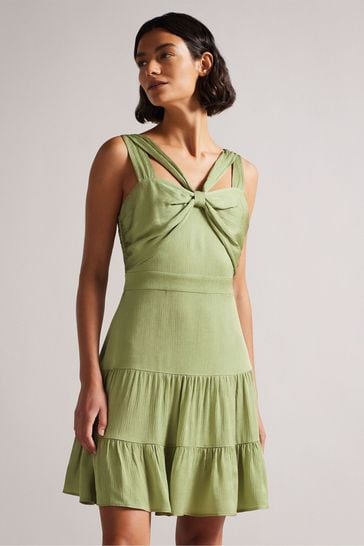 Ted Baker Green Phoenyx Knot Front Mini Dress
