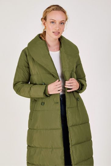 Monsoon Green Shona Shaw Coat In Recycled Polyester