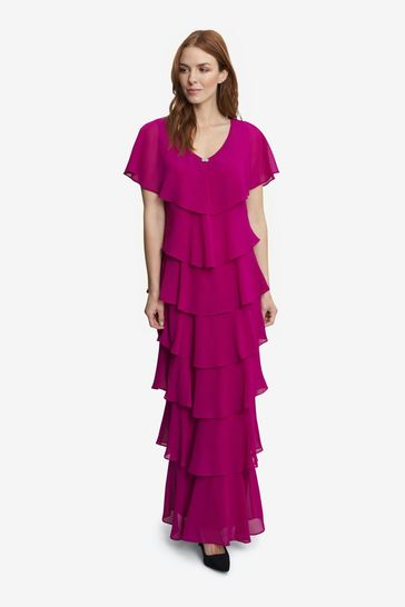 Gina Bacconi Purple Areka Tiered Maxi Dress