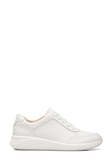 Clarks White Leather Un Rio Mix Shoes