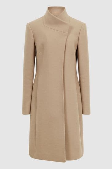 Reiss Camel Mia Wool Blend Mid Length Coat