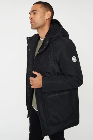 Threadbare Black Utility Hooded Jacket