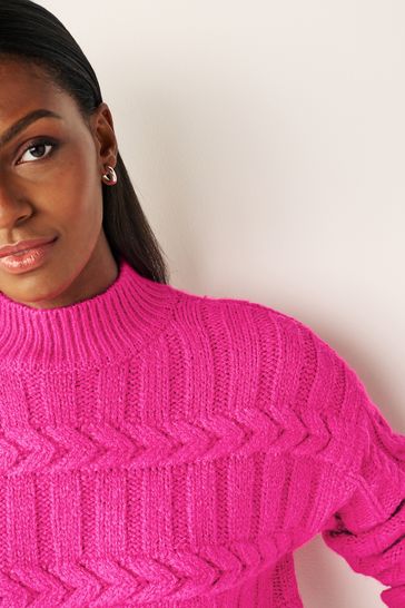 High neck shop pink jumper