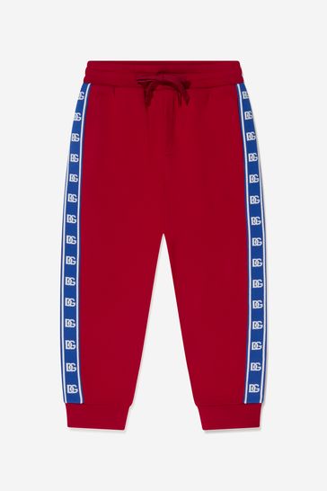 Boys Logo Tape Joggers in Red