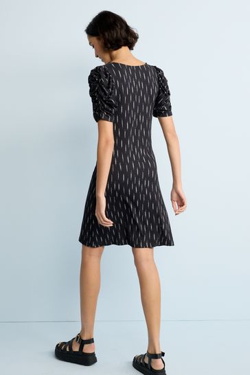 Black polka dot ruched side hotsell tea dress