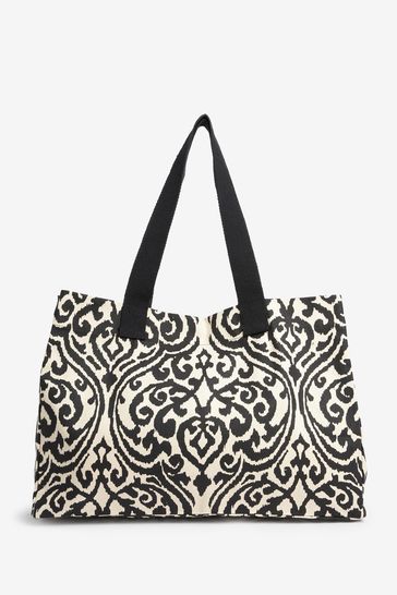 Buy Black White Beach Bag from Next Luxembourg
