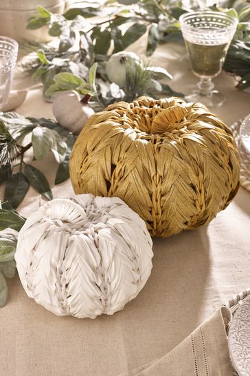Buy Natural Large Woven Pumpkin Ornament from Next Luxembourg
