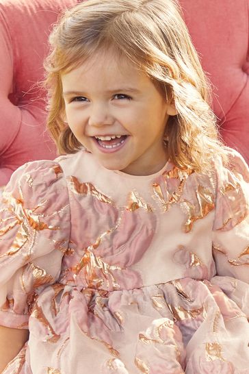 Buy Pink Gold Jacquard Party Dress 12mths 8yrs from Next Luxembourg