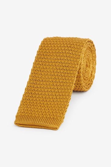 Ochre Yellow Knit Tie