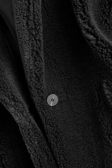 Buy Black Teddy Borg Long Coat from Next Luxembourg