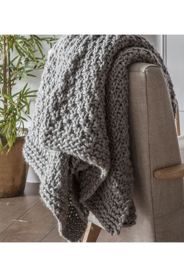 Gallery Home Grey Moss Chunky Knitted Throw