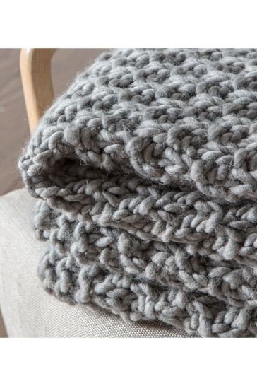 Gallery Home Grey Moss Chunky Knitted Throw