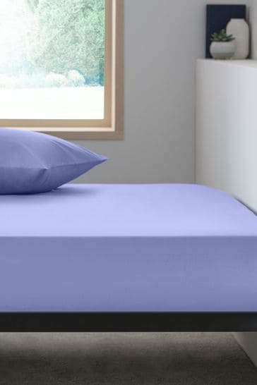 Mid Blue Easy Care Polycotton Fitted Sheet