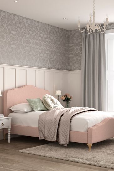 Soft Texture Blush Pink Lucille Upholstered Bed Frame